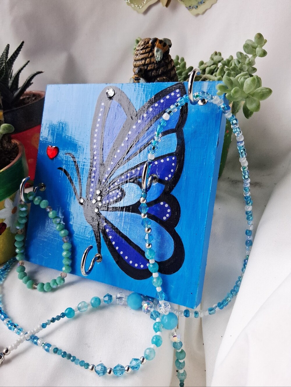 Hand-Painted Blue Butterfly Wall Art
